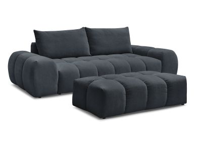 Canapé droit convertible coffre EVEREST tissu texturé avec pouf