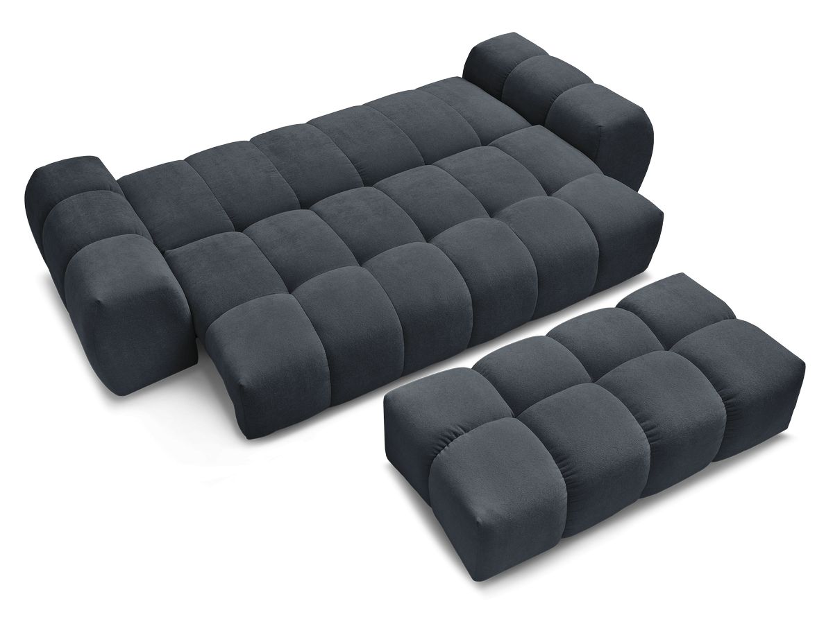 Canapé droit convertible coffre EVEREST tissu texturé avec pouf
