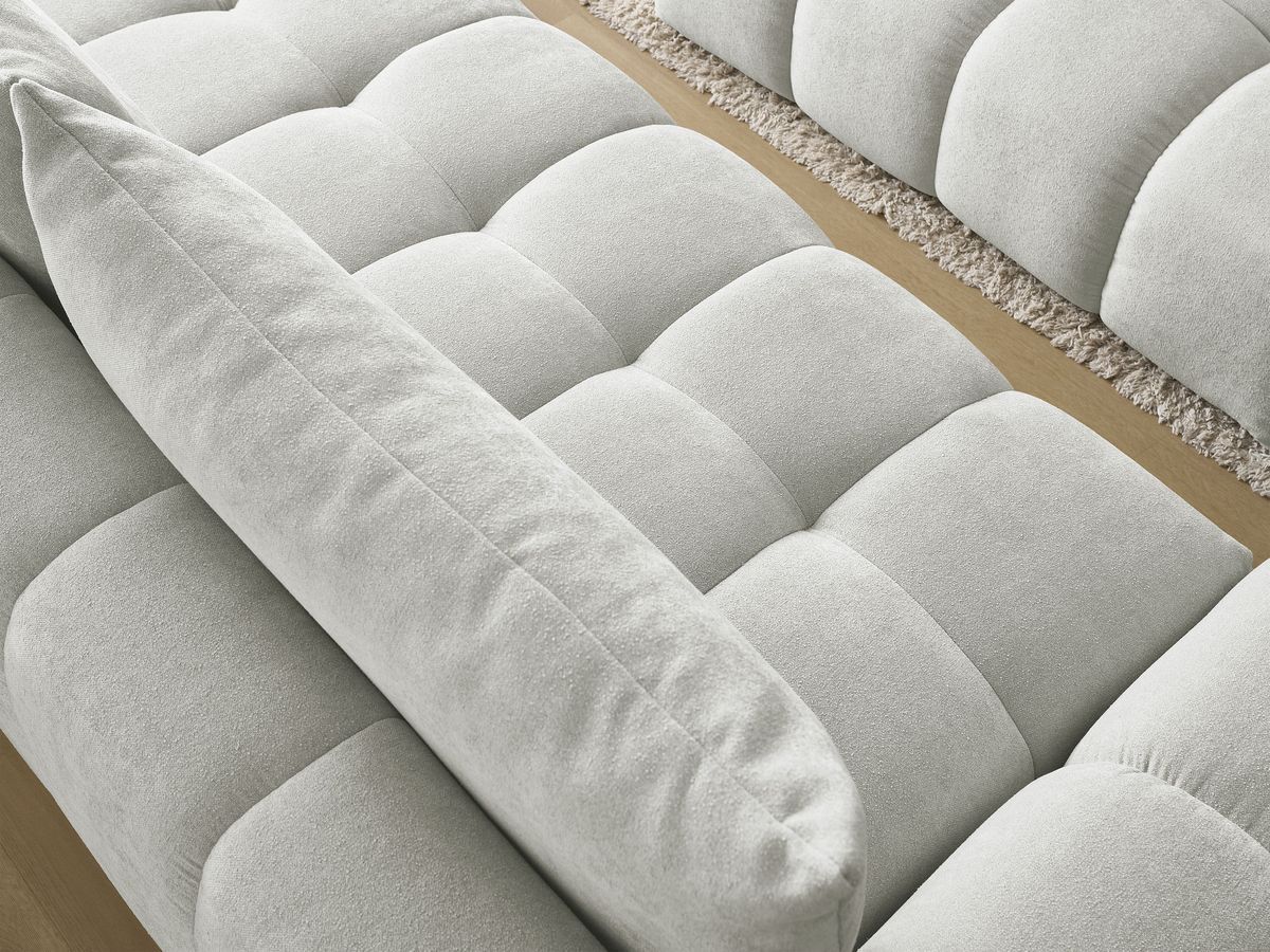 Canapé droit convertible coffre EVEREST tissu texturé avec pouf