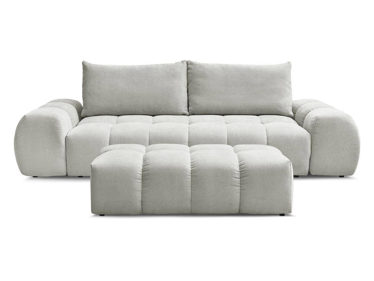 Canapé droit convertible coffre EVEREST tissu texturé avec pouf