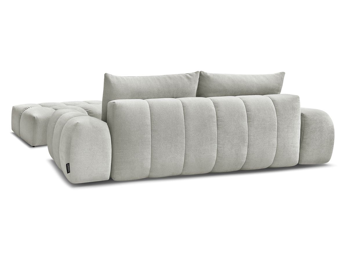 Canapé droit convertible coffre EVEREST tissu texturé avec pouf