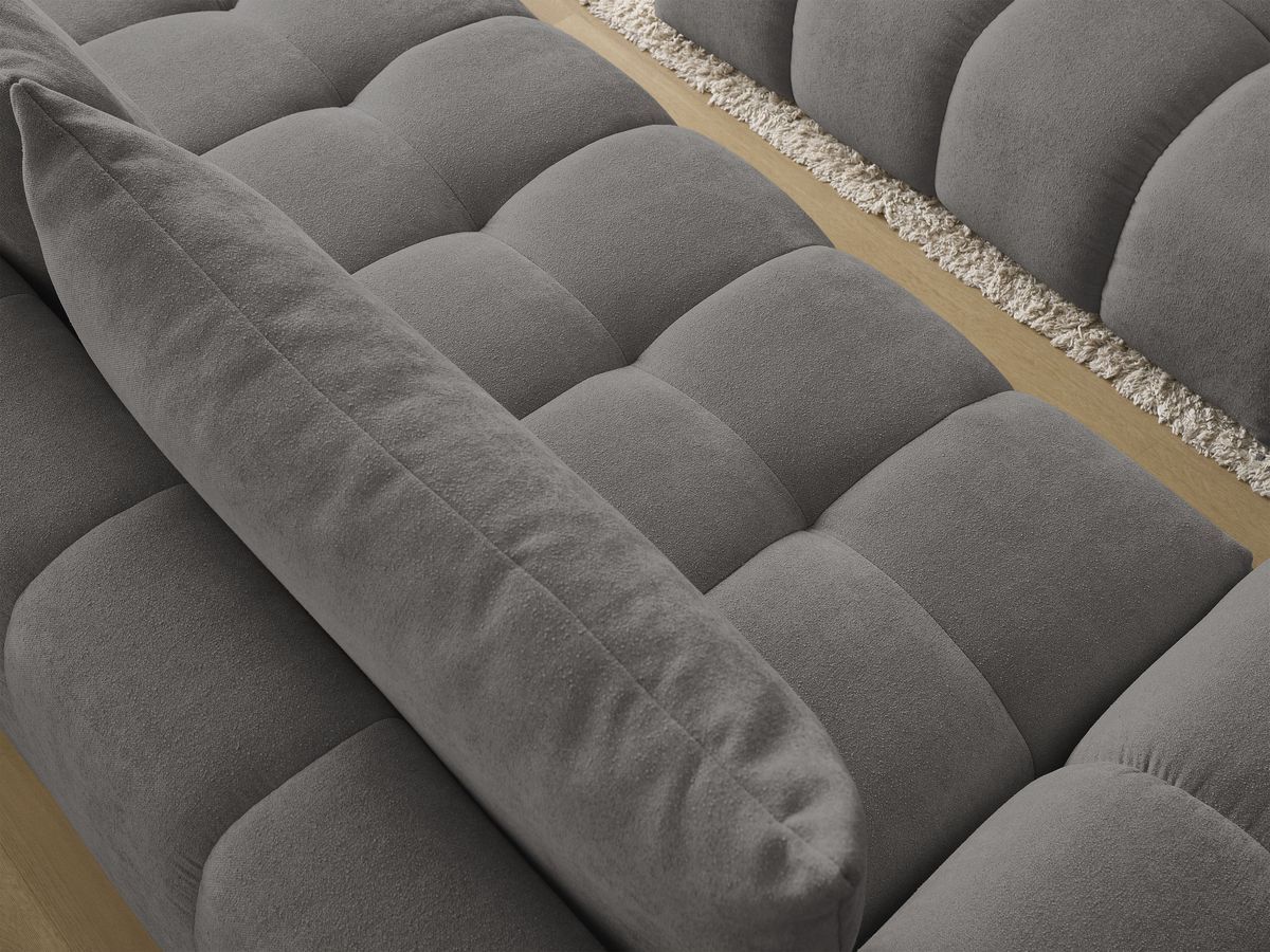 Canapé droit convertible coffre EVEREST tissu texturé avec pouf