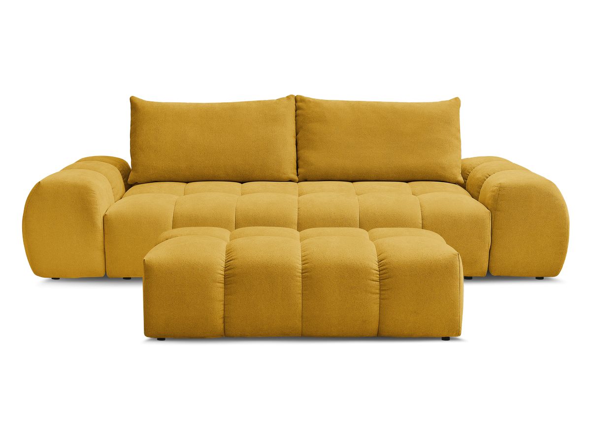 Canapé droit convertible coffre EVEREST tissu texturé avec pouf