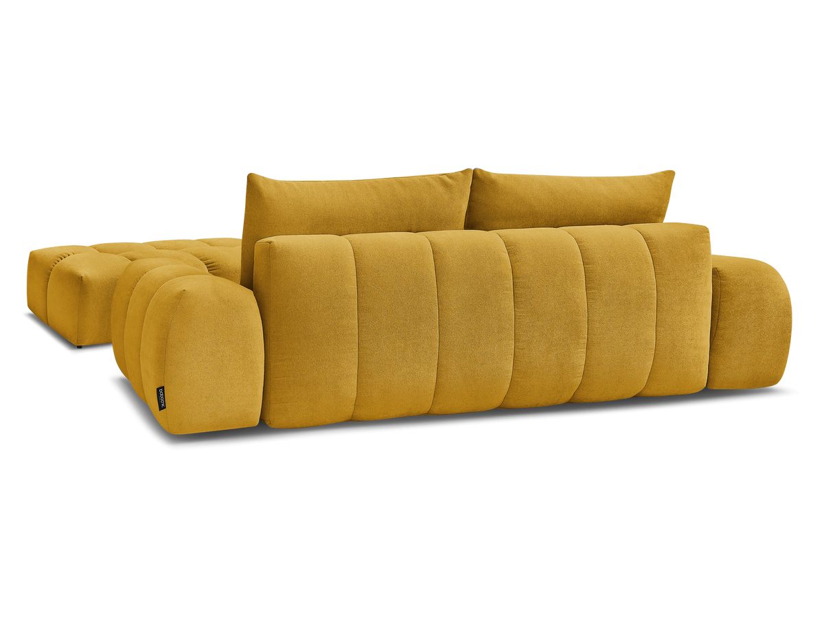 Canapé droit convertible coffre EVEREST tissu texturé avec pouf