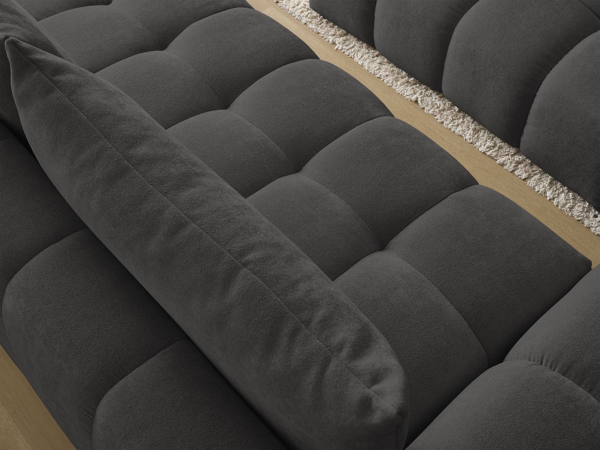 Canapé droit convertible coffre EVEREST tissu texturé avec pouf