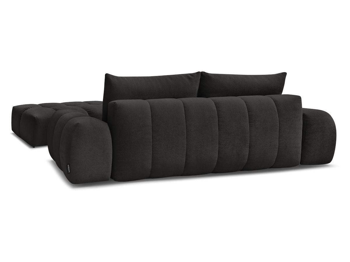 Canapé droit convertible coffre EVEREST tissu texturé avec pouf