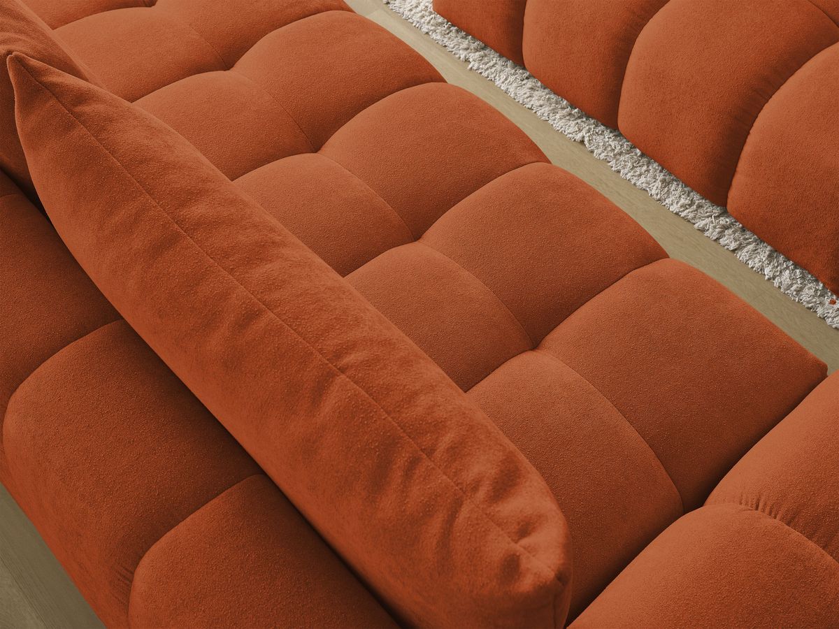 Canapé droit convertible coffre EVEREST tissu texturé avec pouf