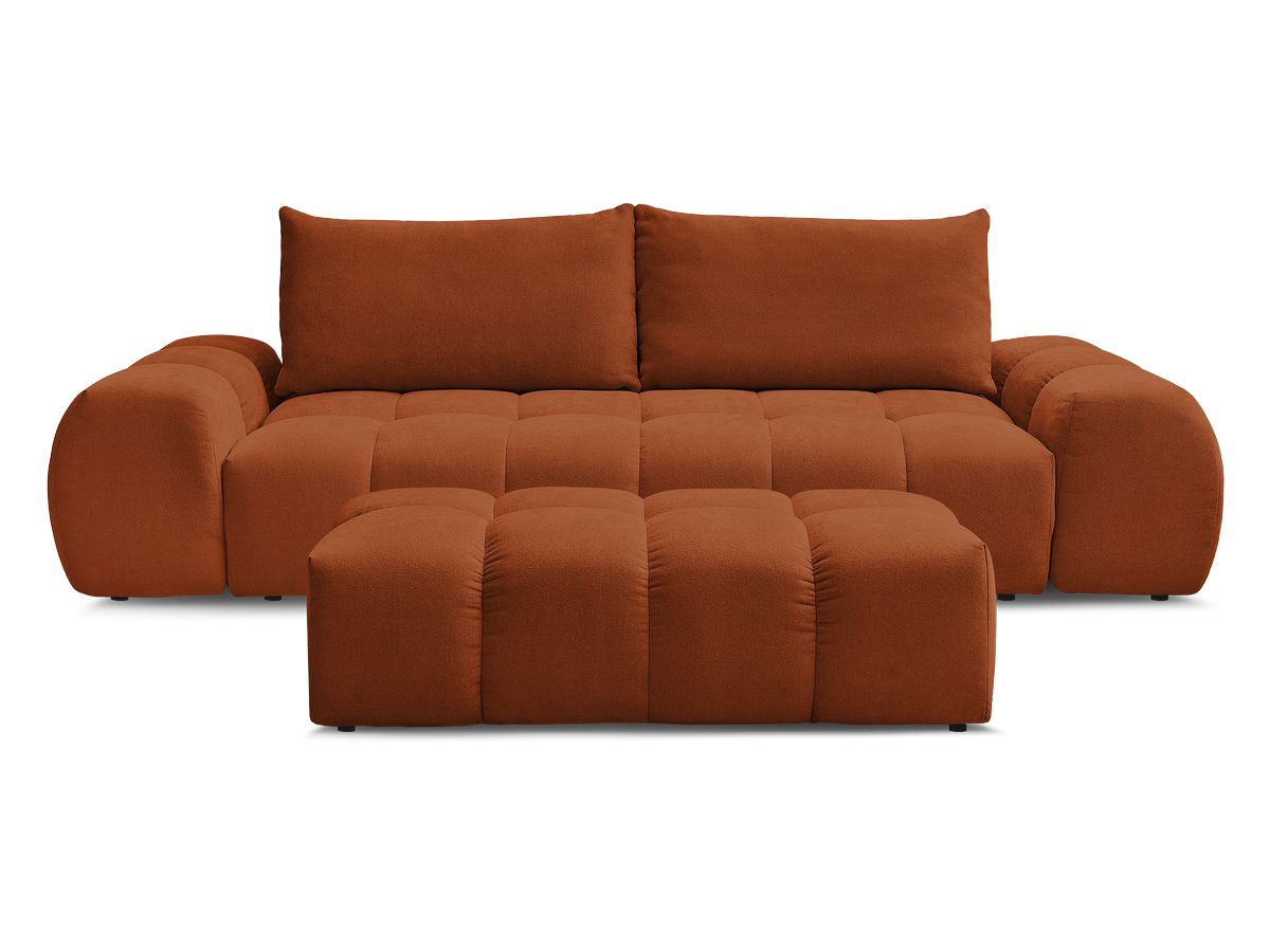 Canapé droit convertible coffre EVEREST tissu texturé avec pouf