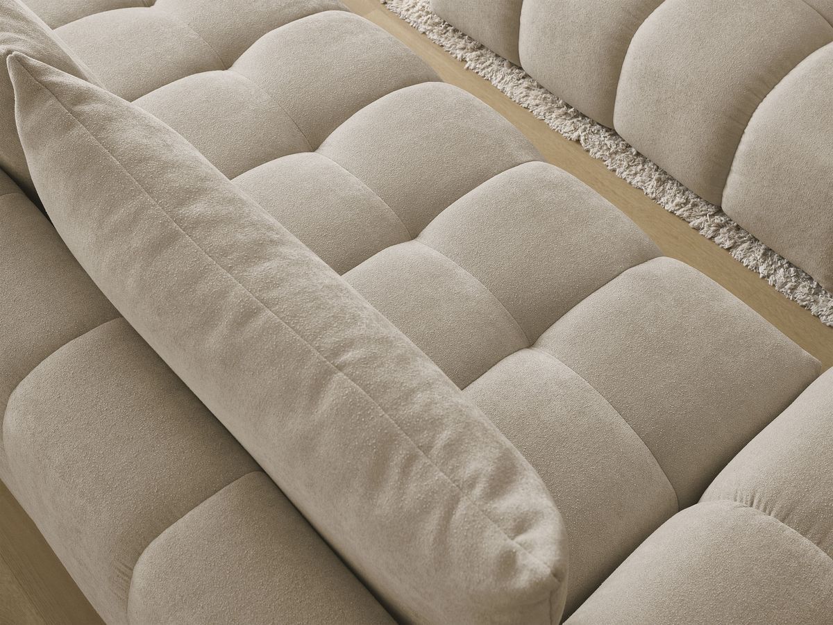 Canapé droit convertible coffre EVEREST tissu texturé avec pouf