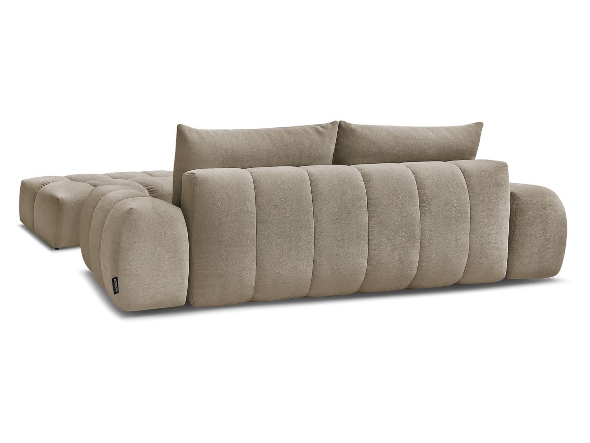 Canapé droit convertible coffre EVEREST tissu texturé avec pouf