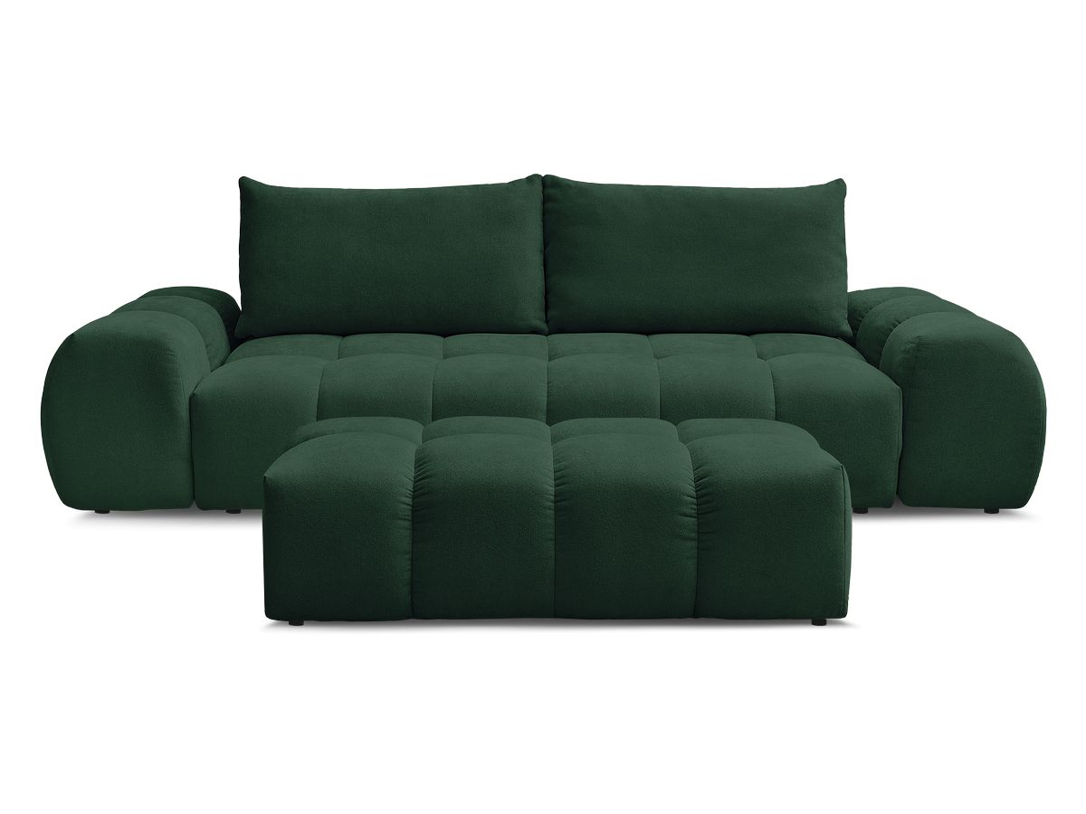 Canapé droit convertible coffre EVEREST tissu texturé avec pouf