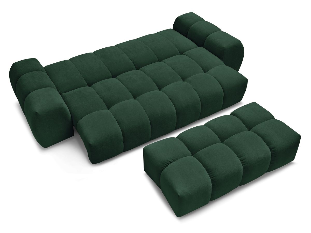 Canapé droit convertible coffre EVEREST tissu texturé avec pouf