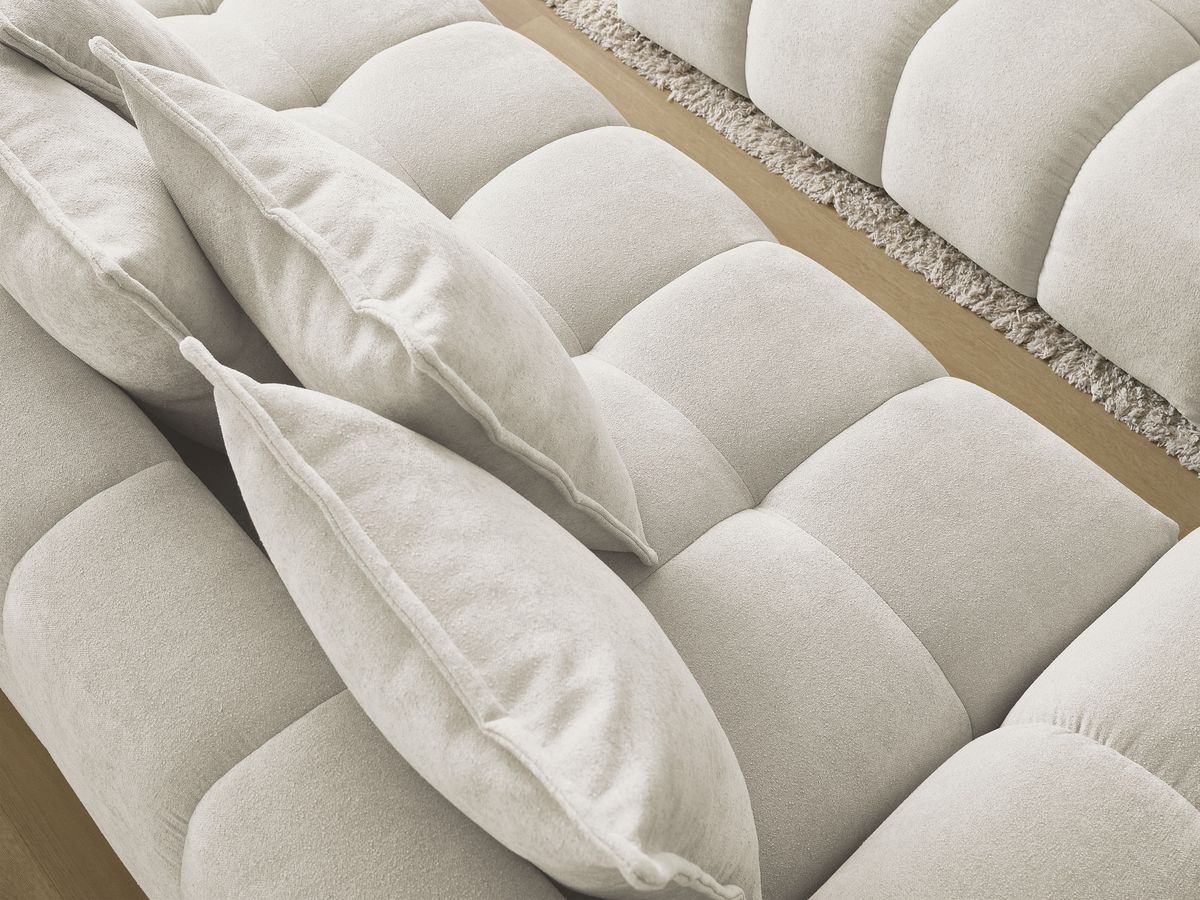 Canapé droit convertible coffre EVEREST tissu texturé avec pouf
