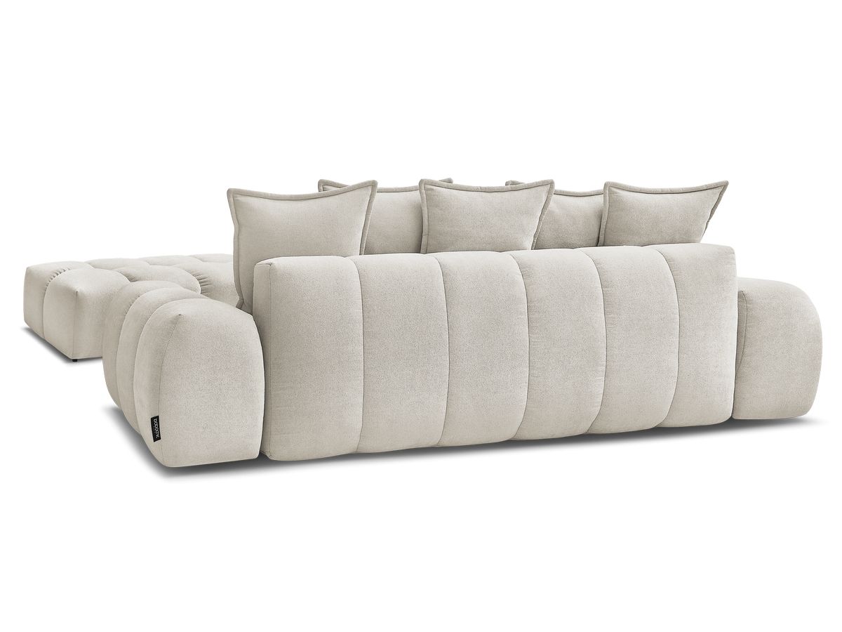 Canapé droit convertible coffre EVEREST tissu texturé avec pouf