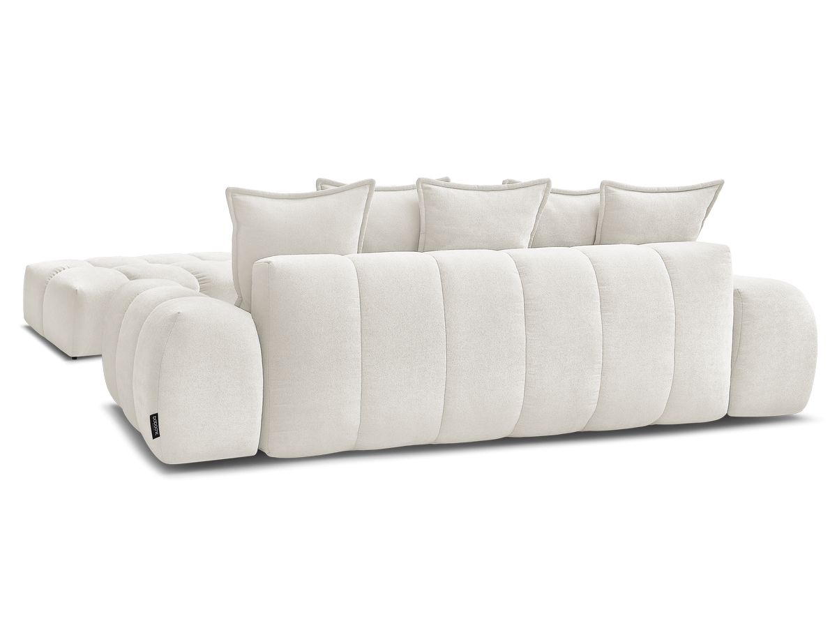 Canapé droit convertible coffre EVEREST tissu texturé avec pouf