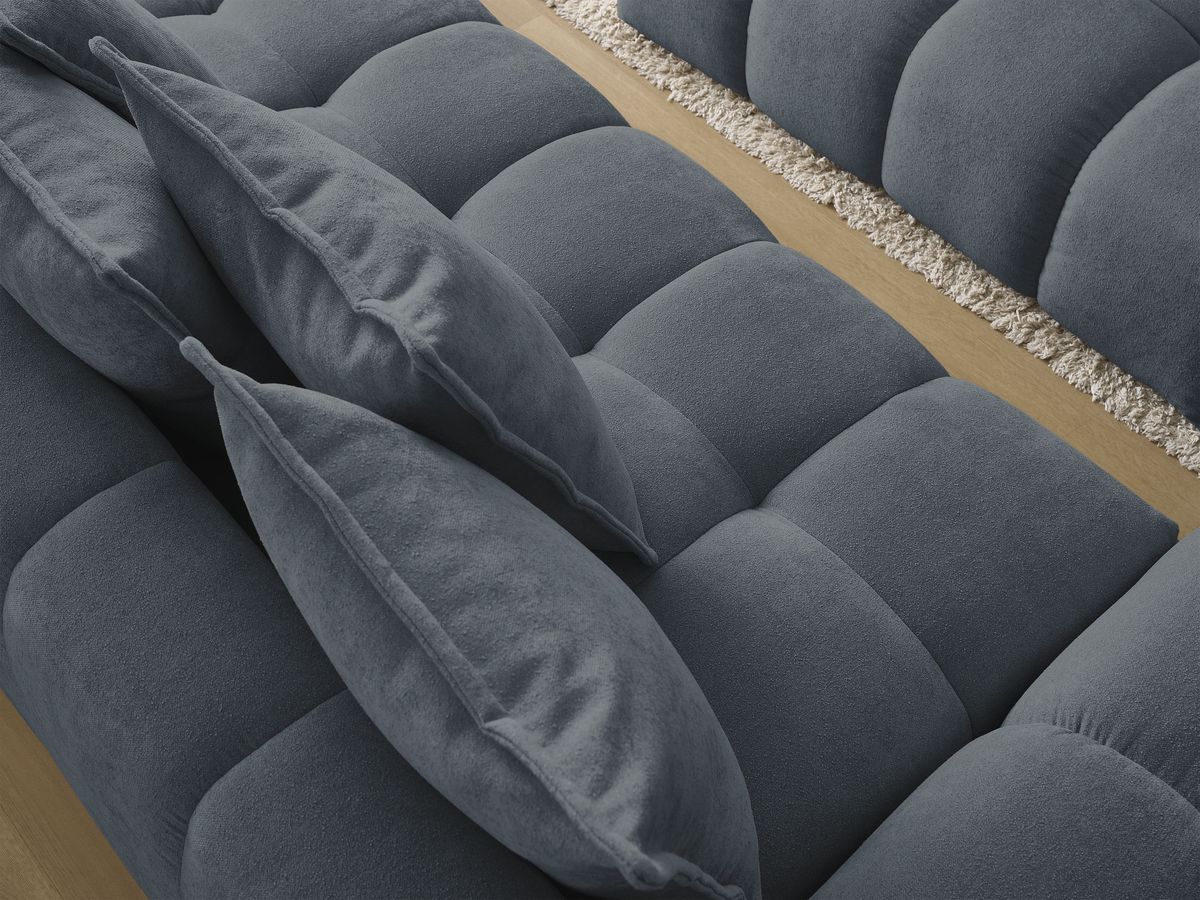 Canapé droit convertible coffre EVEREST tissu texturé avec pouf