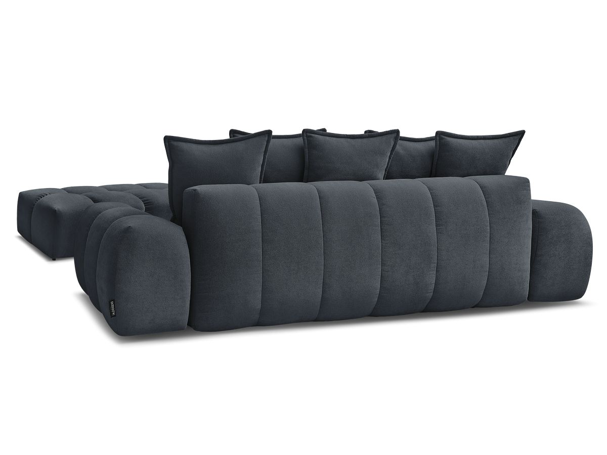 Canapé droit convertible coffre EVEREST tissu texturé avec pouf