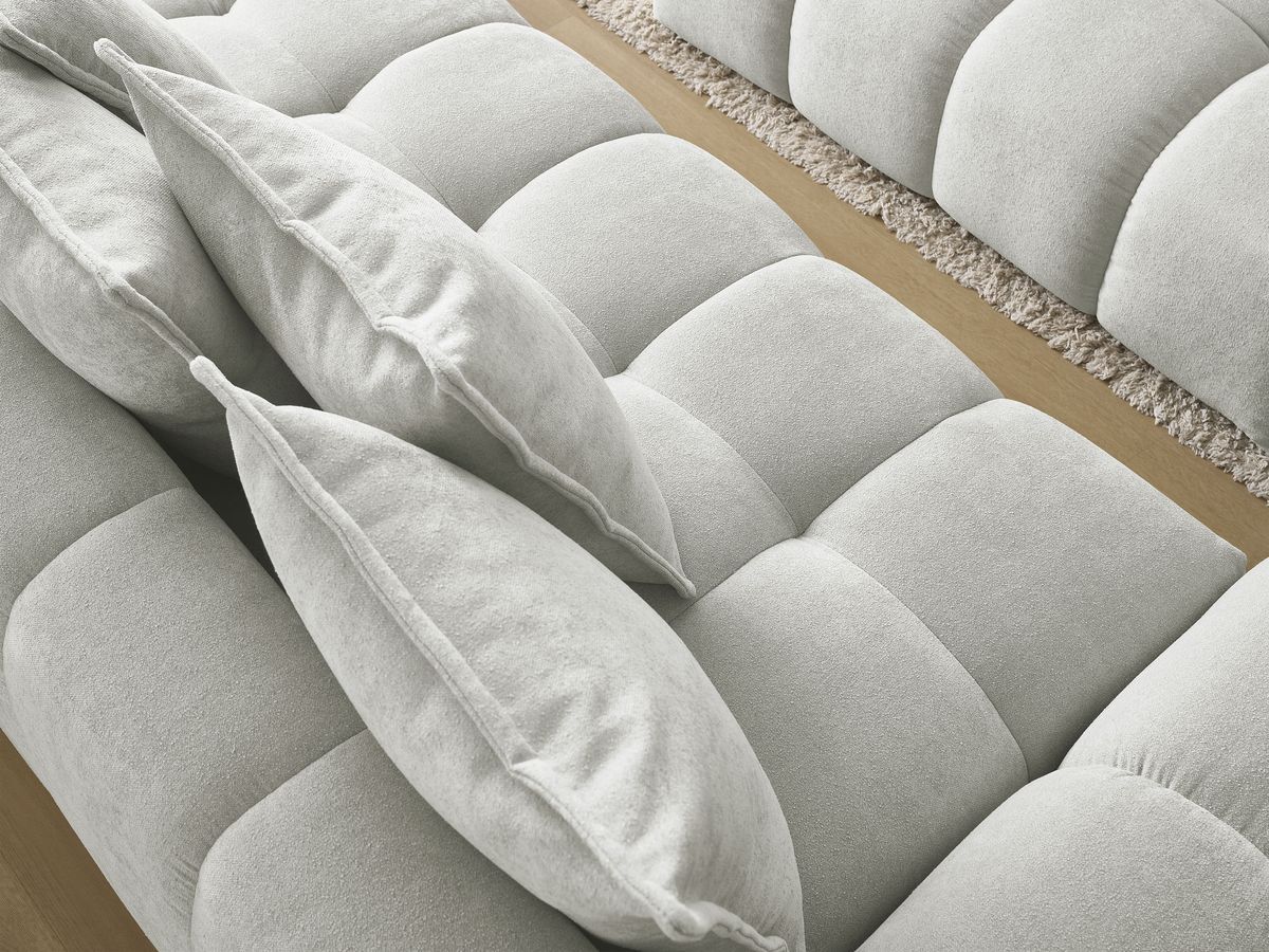 Canapé droit convertible coffre EVEREST tissu texturé avec pouf