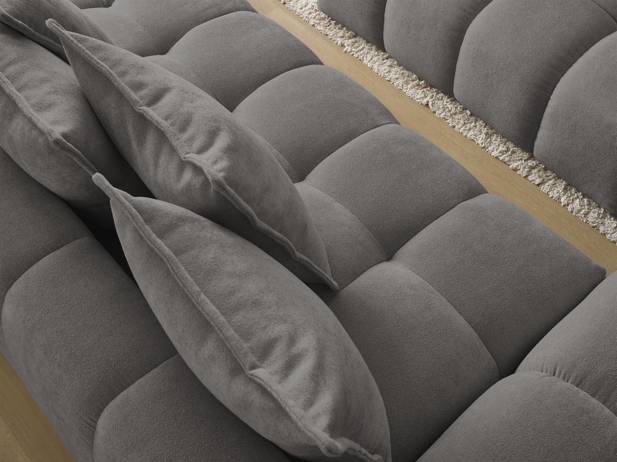 Canapé droit convertible coffre EVEREST tissu texturé avec pouf