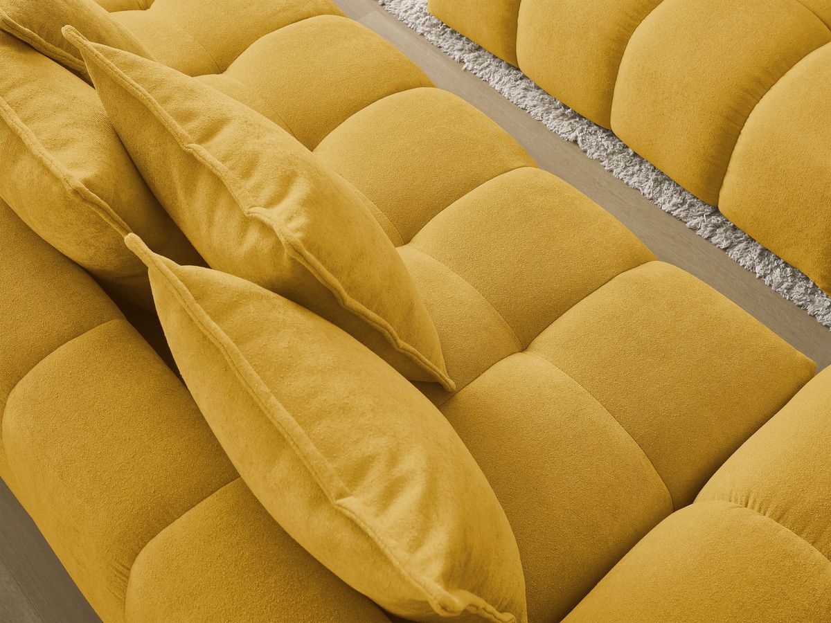 Canapé droit convertible coffre EVEREST tissu texturé avec pouf