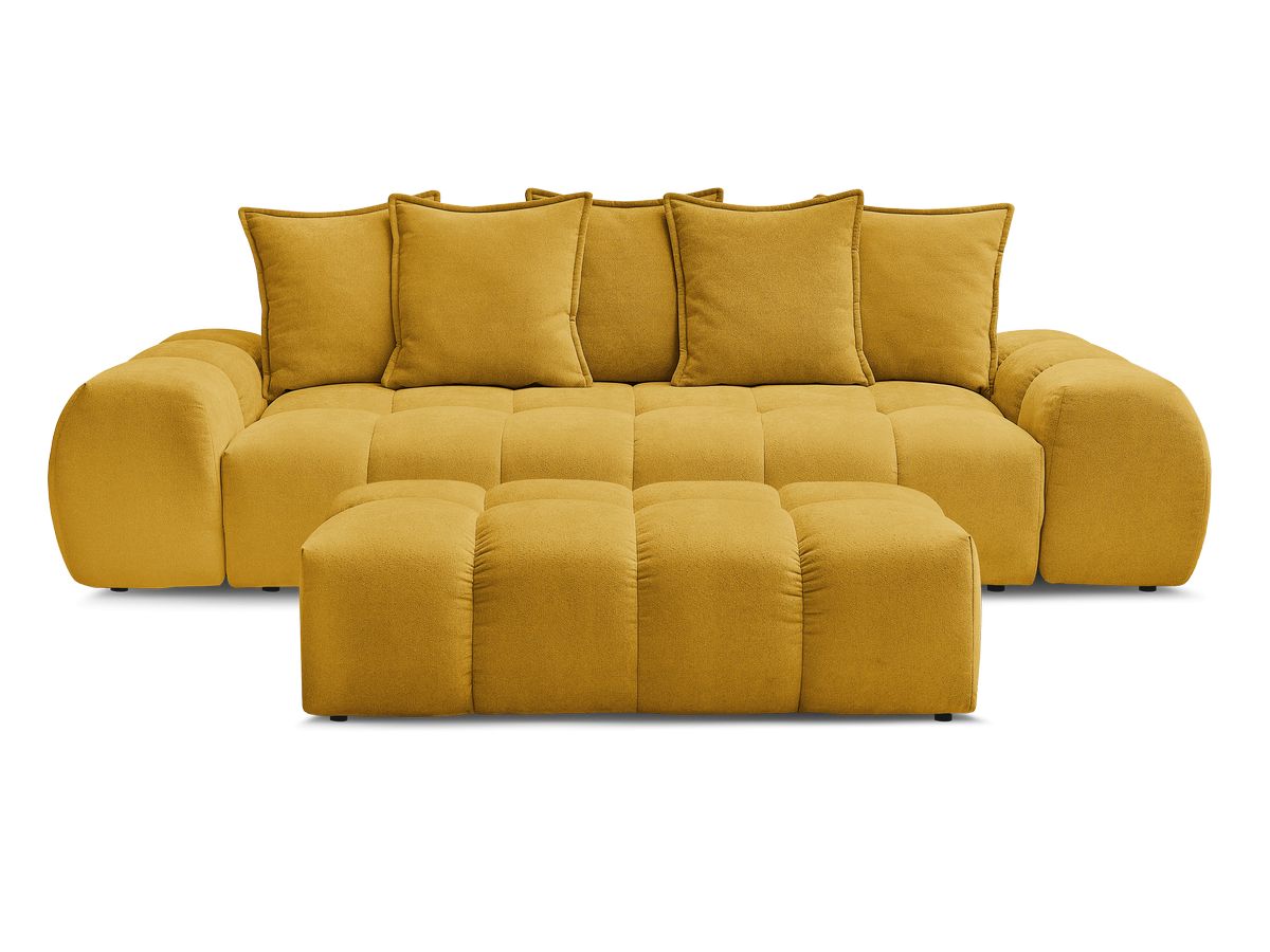 Canapé droit convertible coffre EVEREST tissu texturé avec pouf
