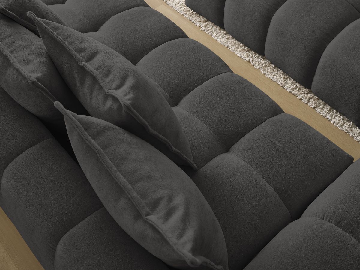 Canapé droit convertible coffre EVEREST tissu texturé avec pouf