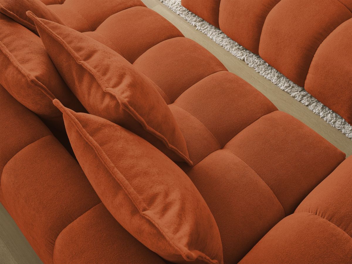 Canapé droit convertible coffre EVEREST tissu texturé avec pouf
