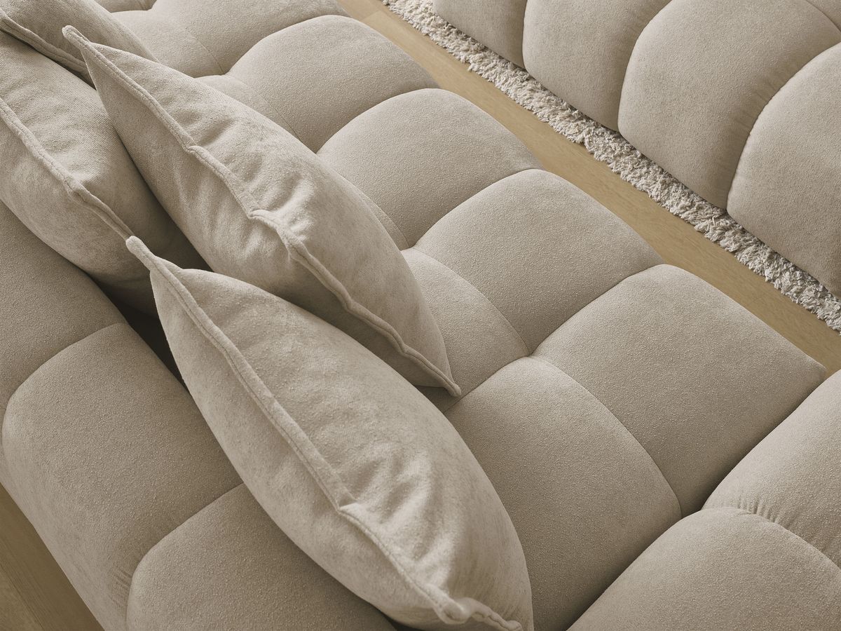 Canapé droit convertible coffre EVEREST tissu texturé avec pouf