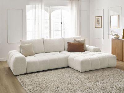 Canapé d'angle convertible coffre EVEREST tissu chiné