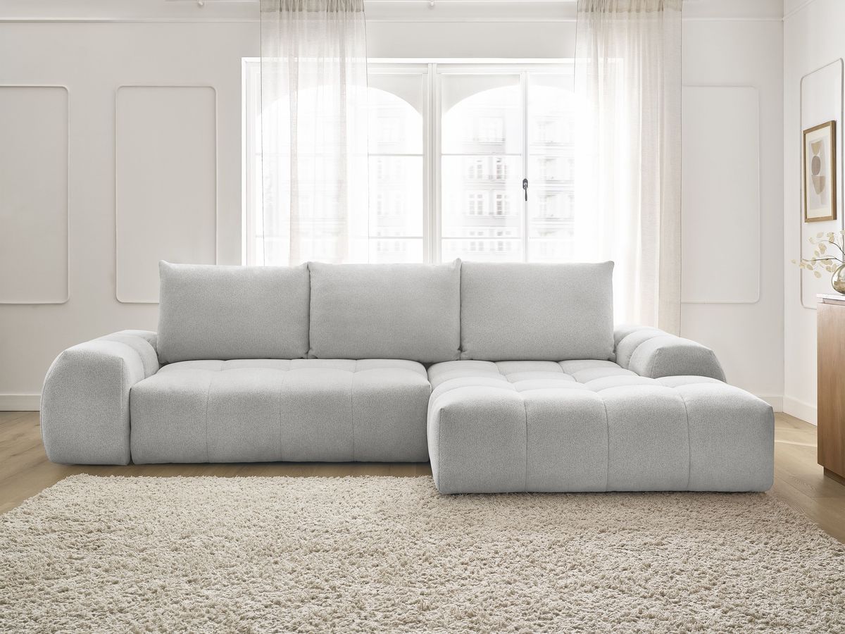 Canapé d'angle convertible coffre EVEREST chiné gris clair — vue 5