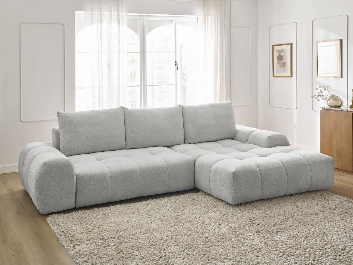 Canapé d'angle convertible coffre EVEREST tissu chiné
