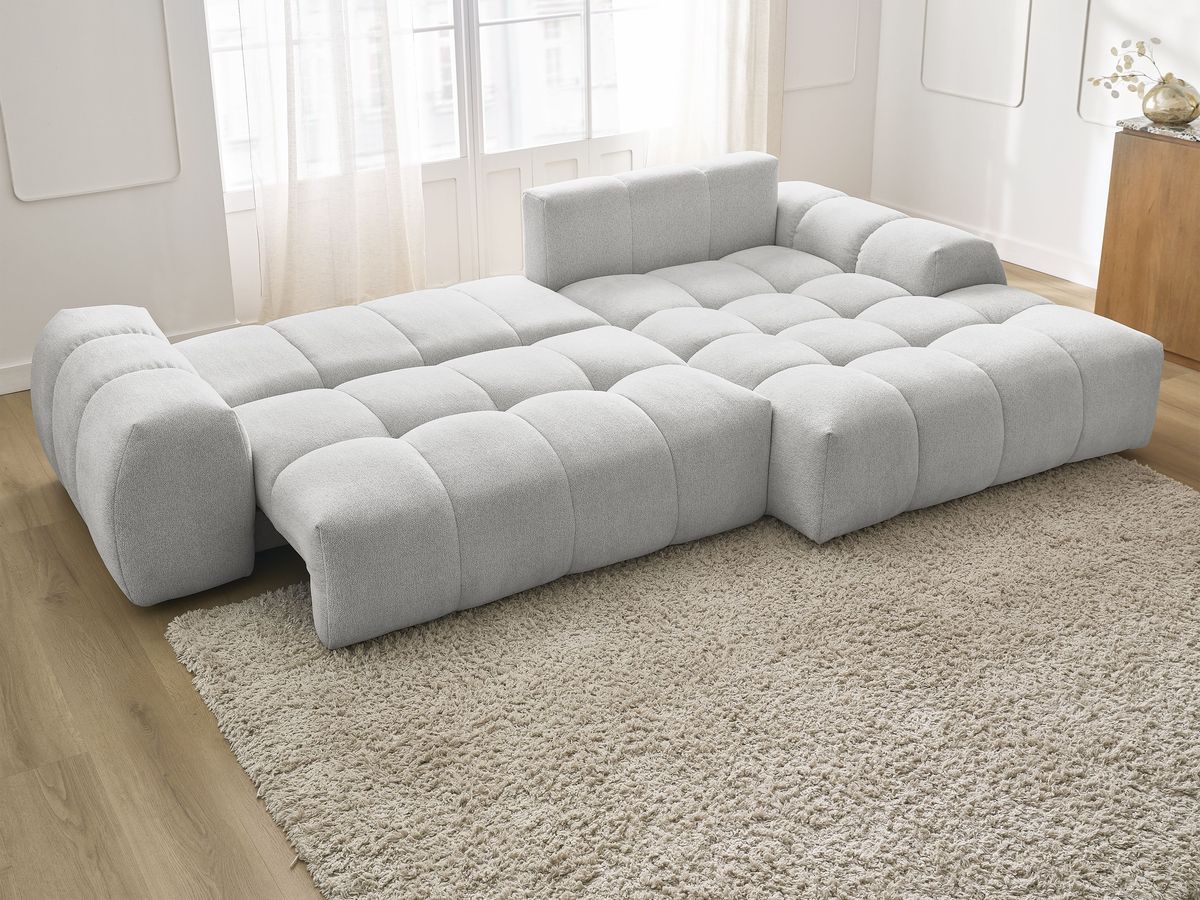 Canapé d'angle convertible coffre EVEREST tissu chiné