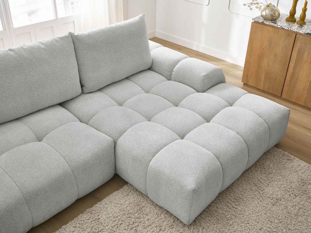 Canapé d'angle convertible coffre EVEREST tissu chiné