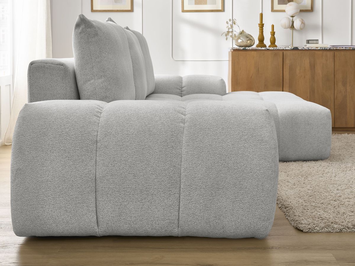 Canapé d'angle convertible coffre EVEREST tissu chiné
