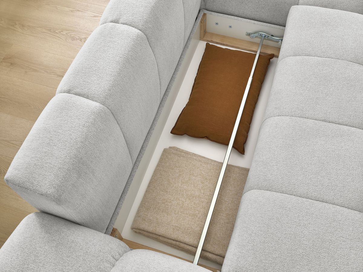 Canapé d'angle convertible coffre EVEREST tissu chiné