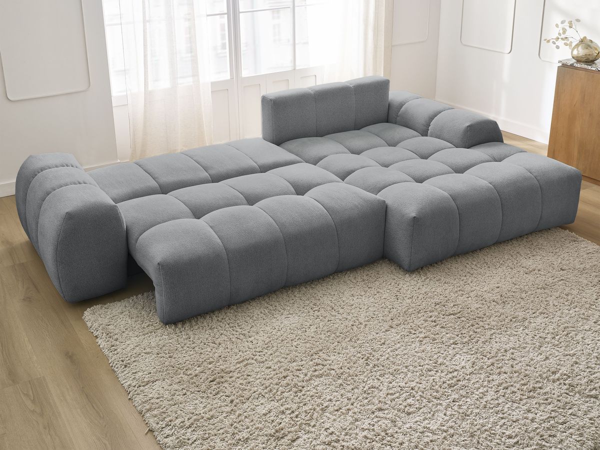 Canapé d'angle convertible coffre EVEREST tissu chiné