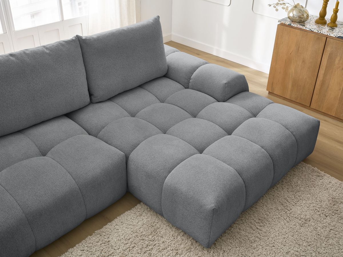 Canapé d'angle convertible coffre EVEREST tissu chiné
