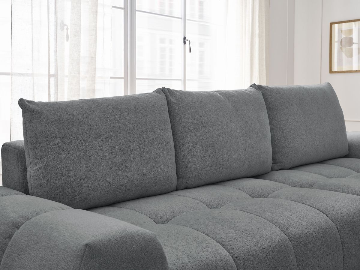 Canapé d'angle convertible coffre EVEREST tissu chiné