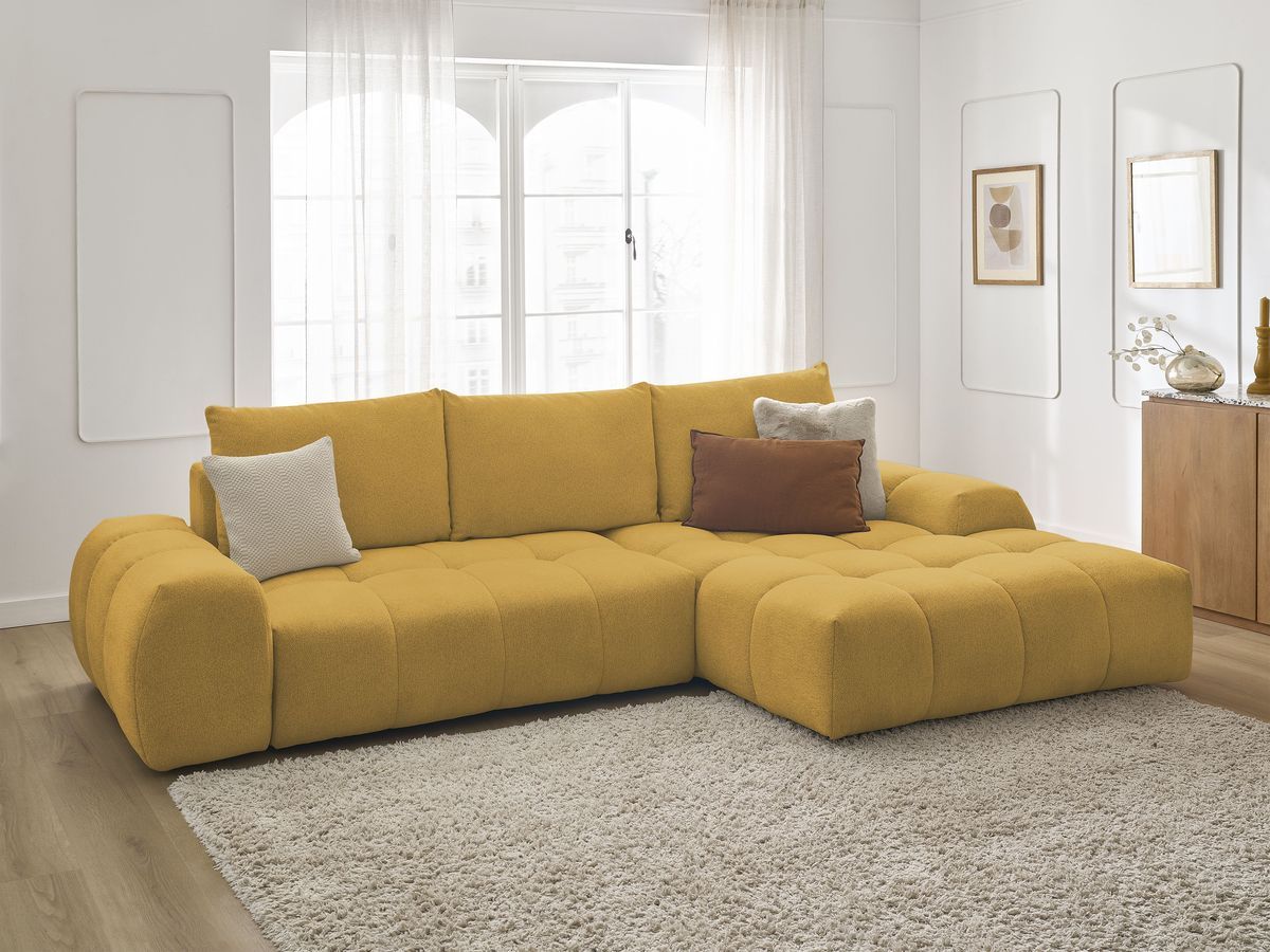 Canapé d'angle convertible coffre EVEREST tissu chiné