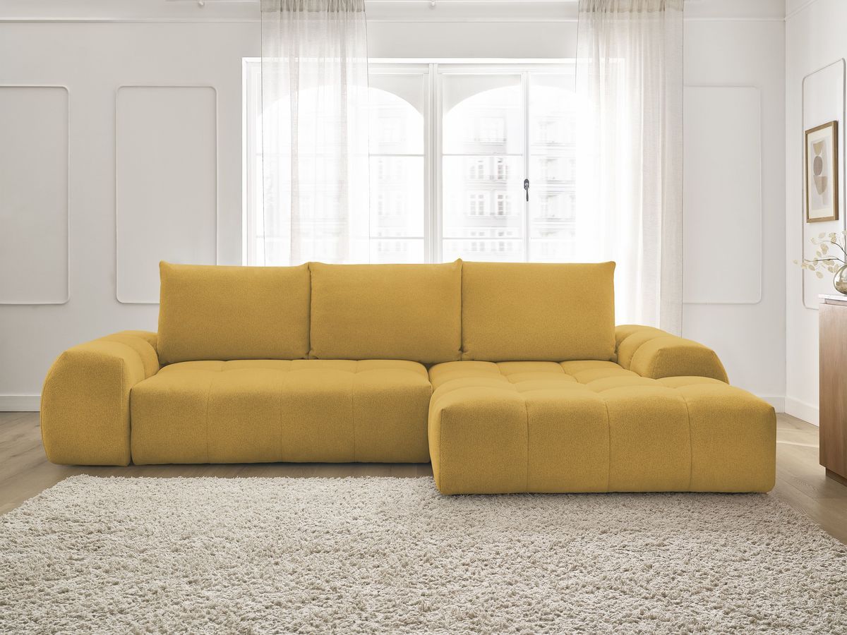 Canapé d'angle convertible coffre EVEREST chiné jaune — vue 5