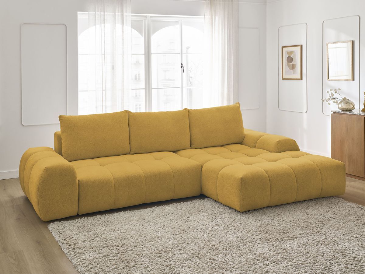 Canapé d'angle convertible coffre EVEREST tissu chiné