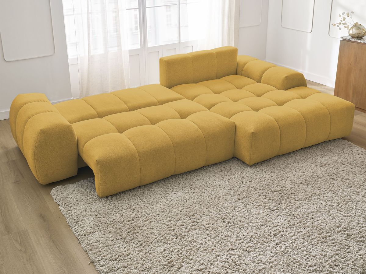 Canapé d'angle convertible coffre EVEREST tissu chiné