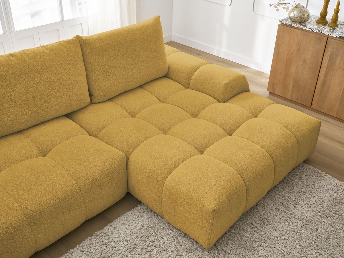 Canapé d'angle convertible coffre EVEREST tissu chiné