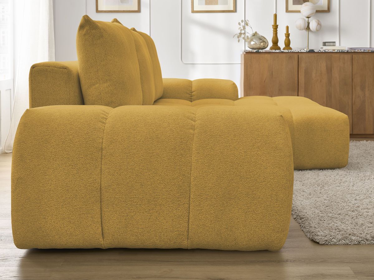 Canapé d'angle convertible coffre EVEREST tissu chiné