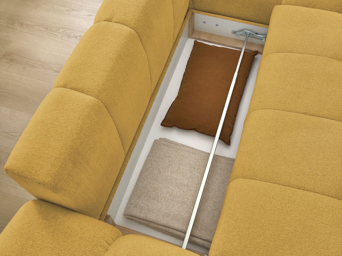 Canapé d'angle convertible coffre EVEREST tissu chiné
