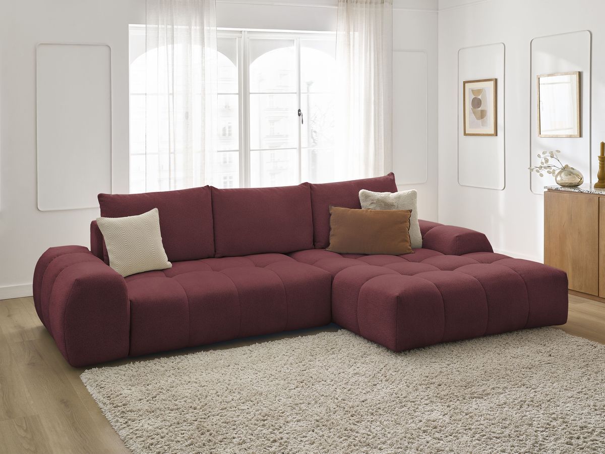 Canapé d'angle convertible coffre EVEREST tissu chiné
