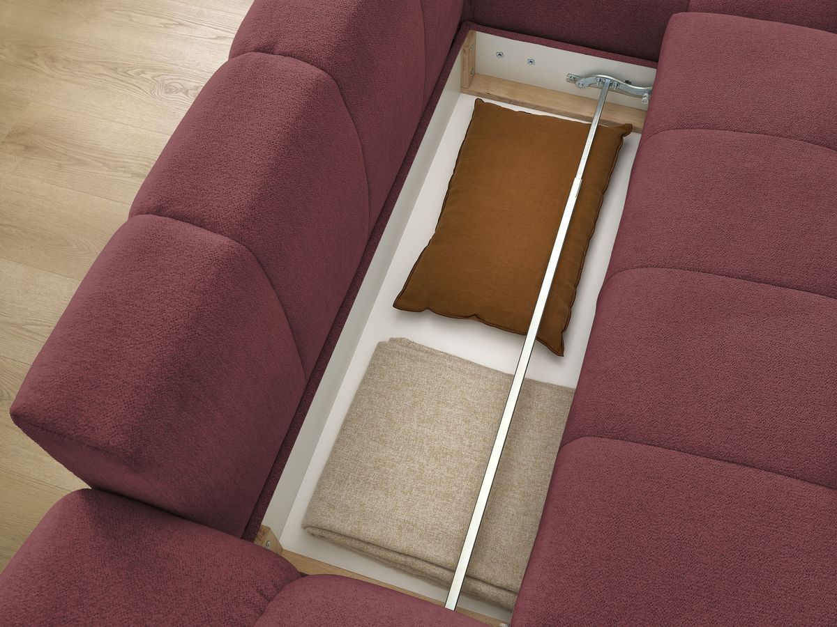 Canapé d'angle convertible coffre EVEREST tissu chiné