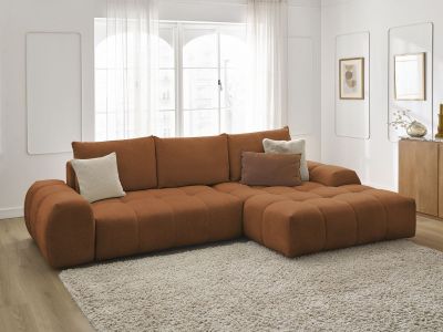 Canapé d'angle convertible coffre EVEREST tissu chiné