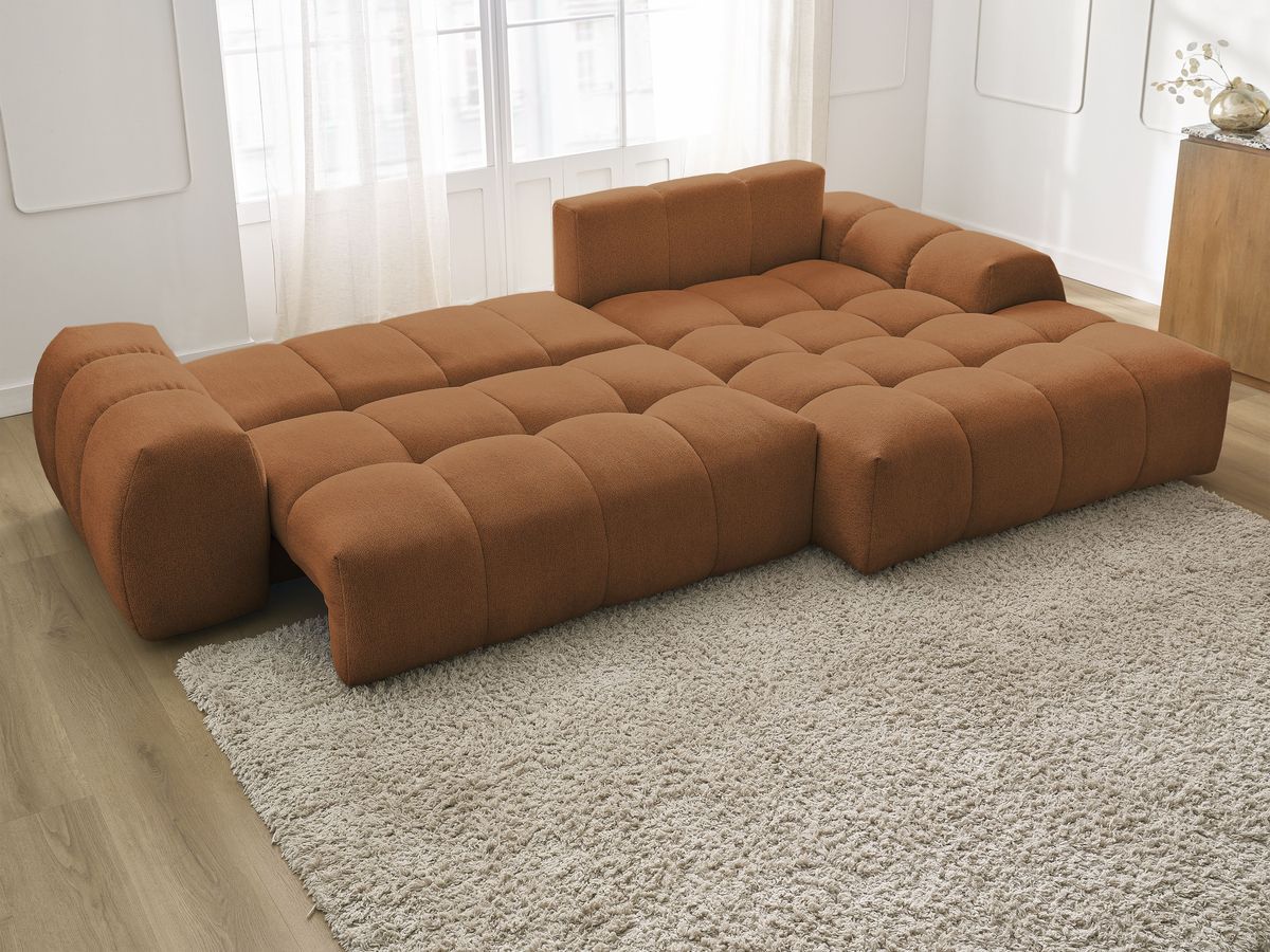 Canapé d'angle convertible coffre EVEREST tissu chiné