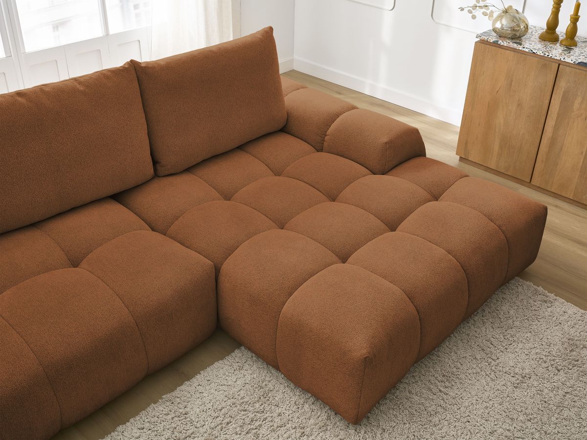 Canapé d'angle convertible coffre EVEREST tissu chiné